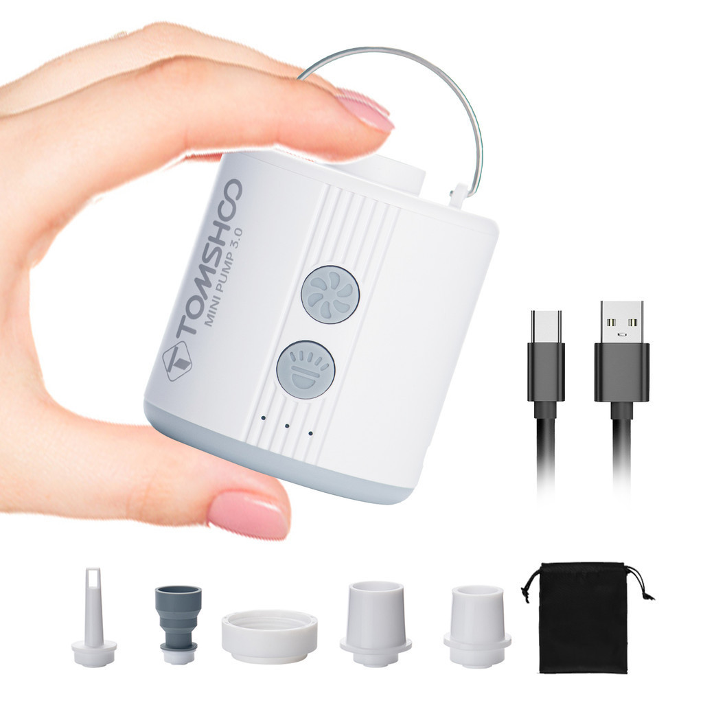 TOMSHOO Portable Electric Air Pump with LED Light Rechargeable Mini ...