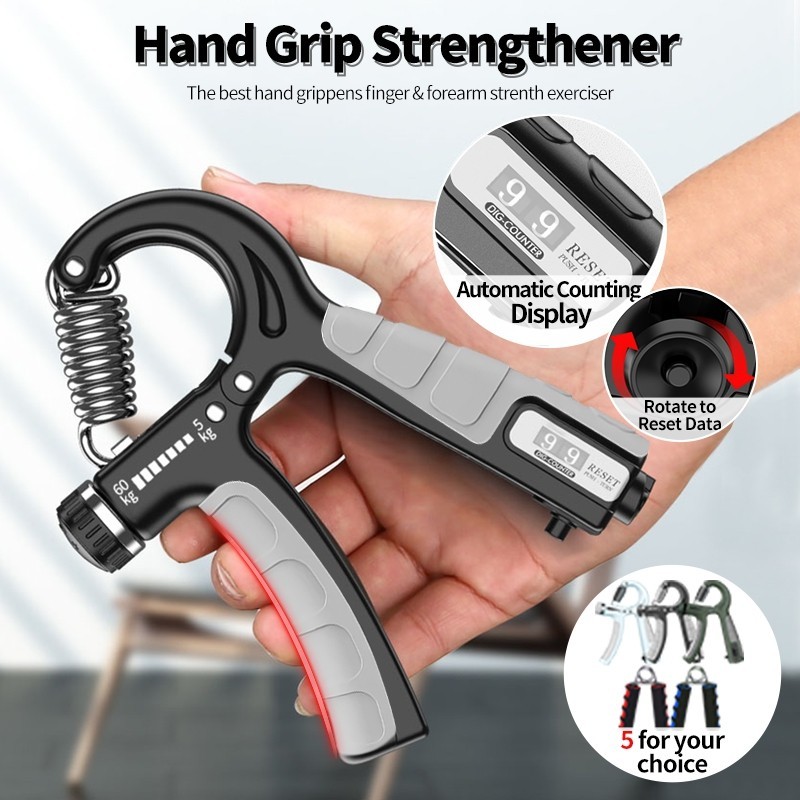 Adjustable Hand Gripper 5-60Kg R-Shape Grip Strength Exercise with ...