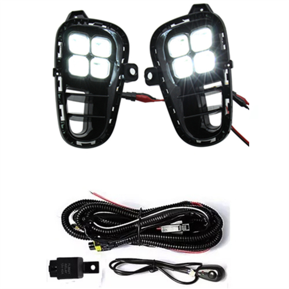 LED DRL Daytime Running Light Front Fog Lamps w/ Turn Signal For KIA ...