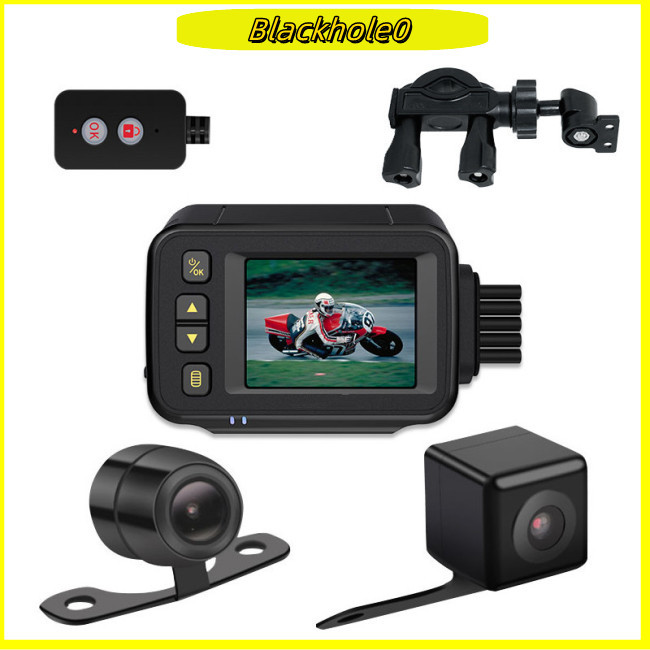 BH Motorcycle Dash Cam Camera, Front Rear Dual Lens Bike Dashcam, All
