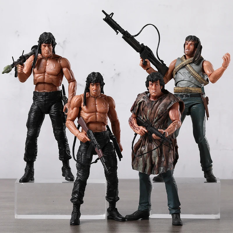 NECA First Blood John J Rambo Movable Assemble Action Figure PVC Model ...