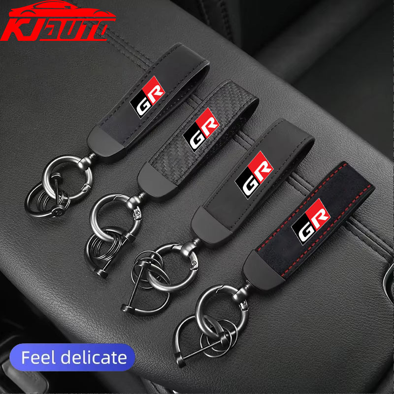 Toyota GR Sport Car Suede Leather Keychain Pendant Key Chain Holder ...