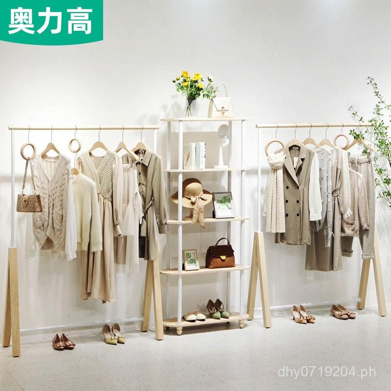 Clothing Store Display Rack Wall-Mounted Floor-Hanging Garment Rack ...