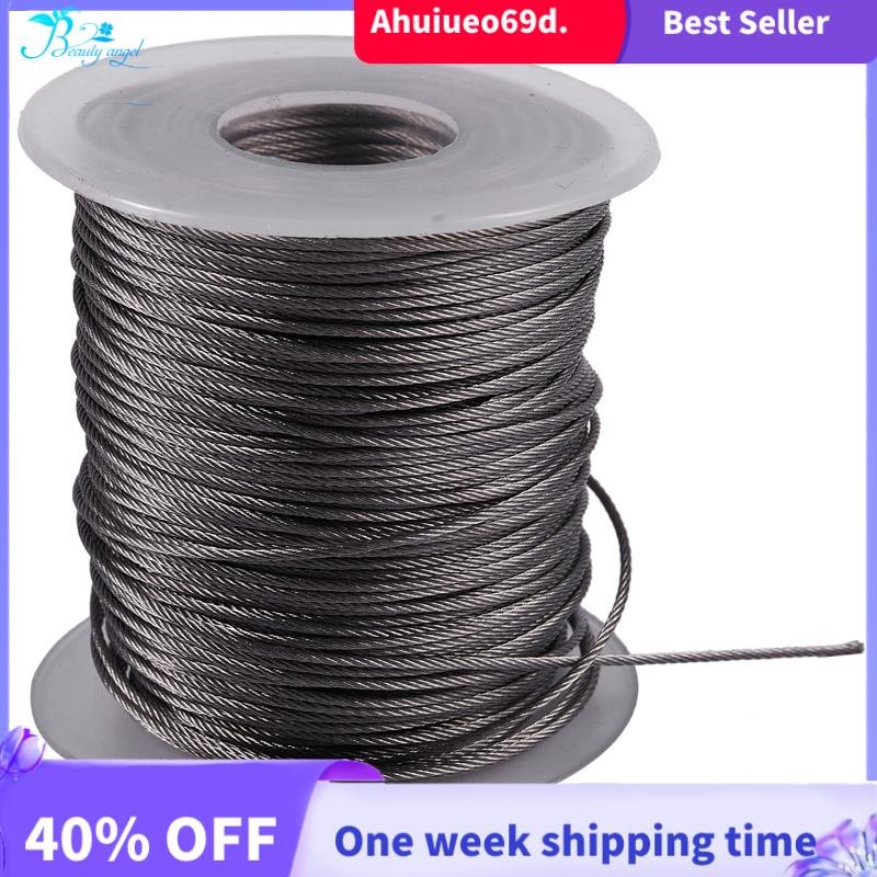 Hoisting Lifting 7x7 1mm Dia Stainless Steel Flexible Wire Rope 177Ft ...
