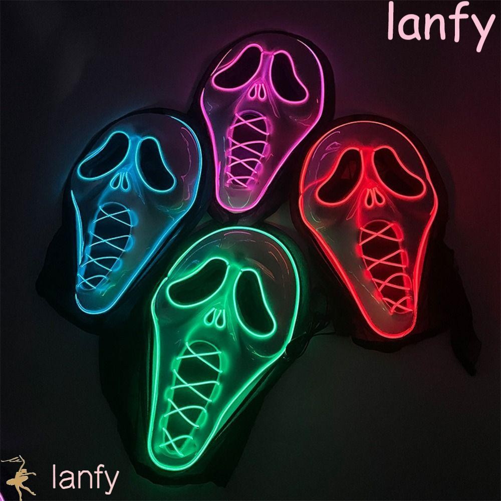 LANFY Screaming Ghost Face Mask, Light Spooky Halloween Ghost Face ...