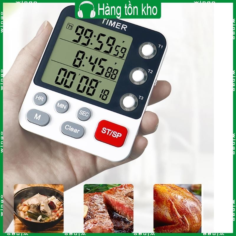 WIN Digital Kitchen Timer with Memory Function 3 Channels Count UP Down ...