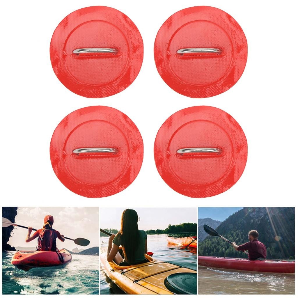 8pcs 8cm Blue D Ring Patch PVC Stainless Steel Round Shape D Ring Pads For Surfboard Inflatable Boat Kayak Canoe Deck