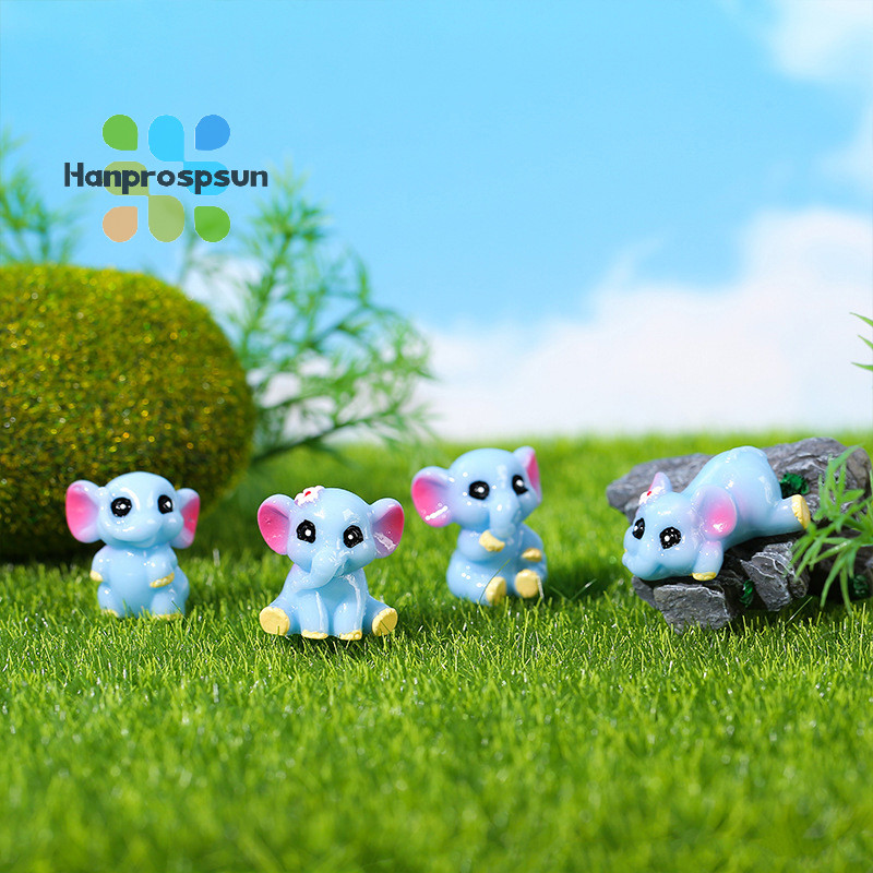 Hanprospsun> Cute Cartoon Mini Elephants Resin Miniatures Figurines