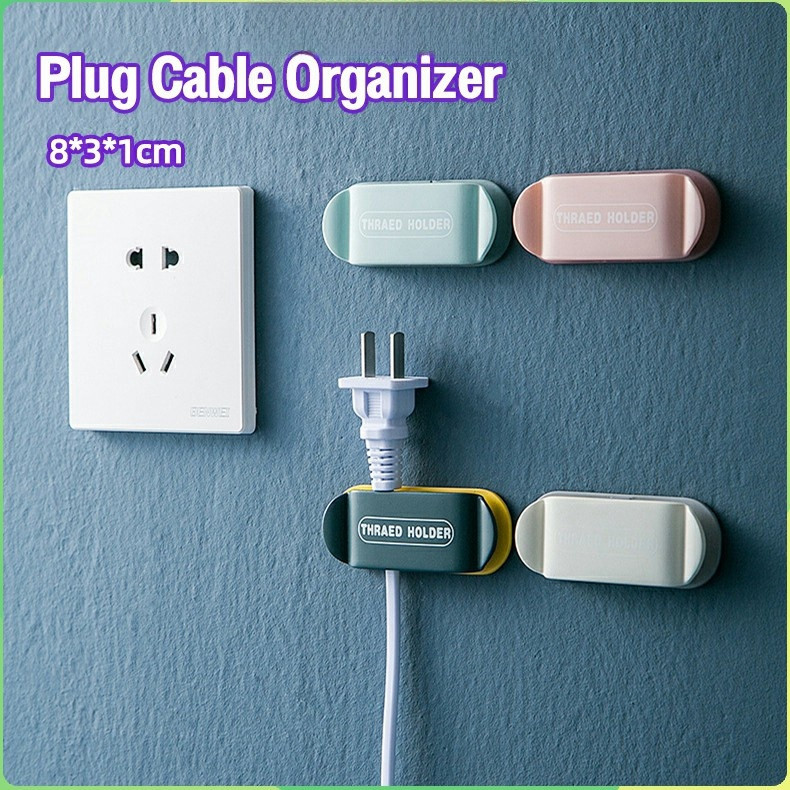 Plug Holder Kitchen Wall-Mounted Power Cord Storage Adhesive Free Punch ...