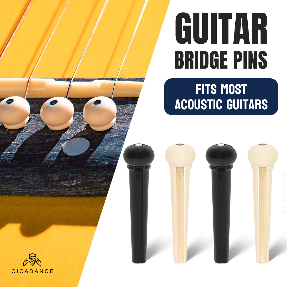 6PCS Acoustic Guitar Bridge Pins ABS Material Black/ White Guitar ...