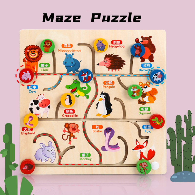 [Buy 5 Free 1]Maze Puzzle 3D Wooden Peg Puzzle with Knob Educational