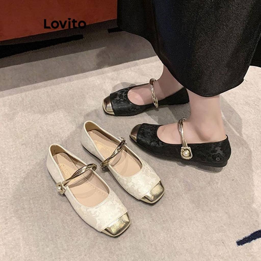 Lovito Women Plain Colorblock Ballet Flat LFA46713 | Shopee Philippines