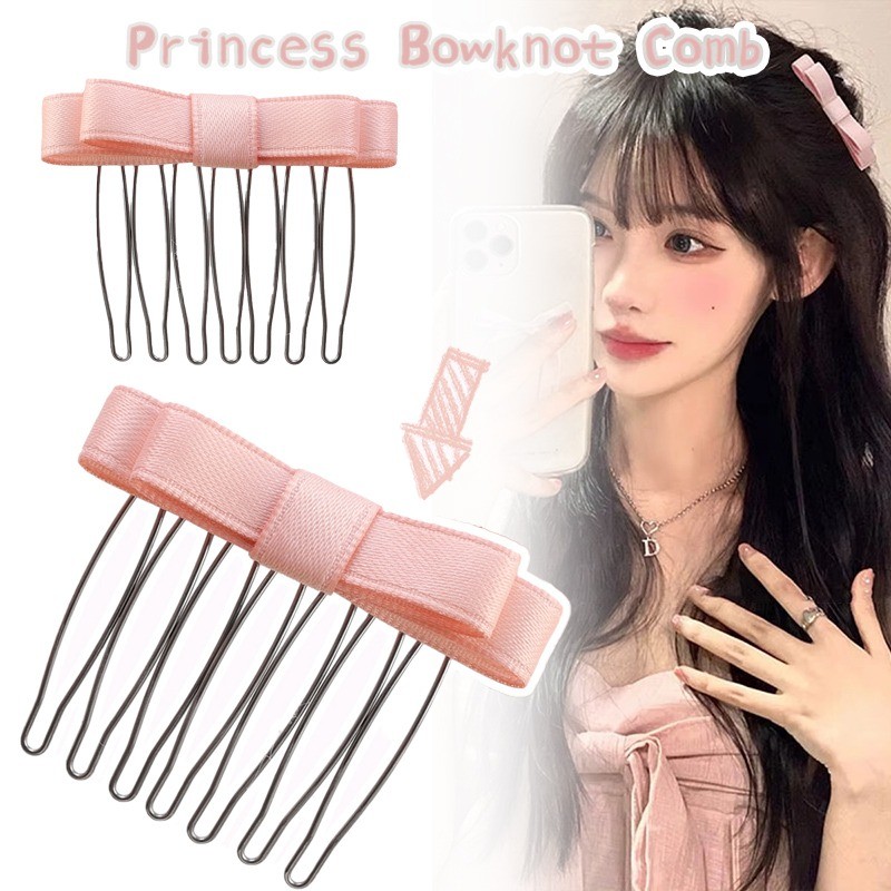 Princess Style Bowknot Insert Comb Clip/Back Head Broken Hair Finishing ...