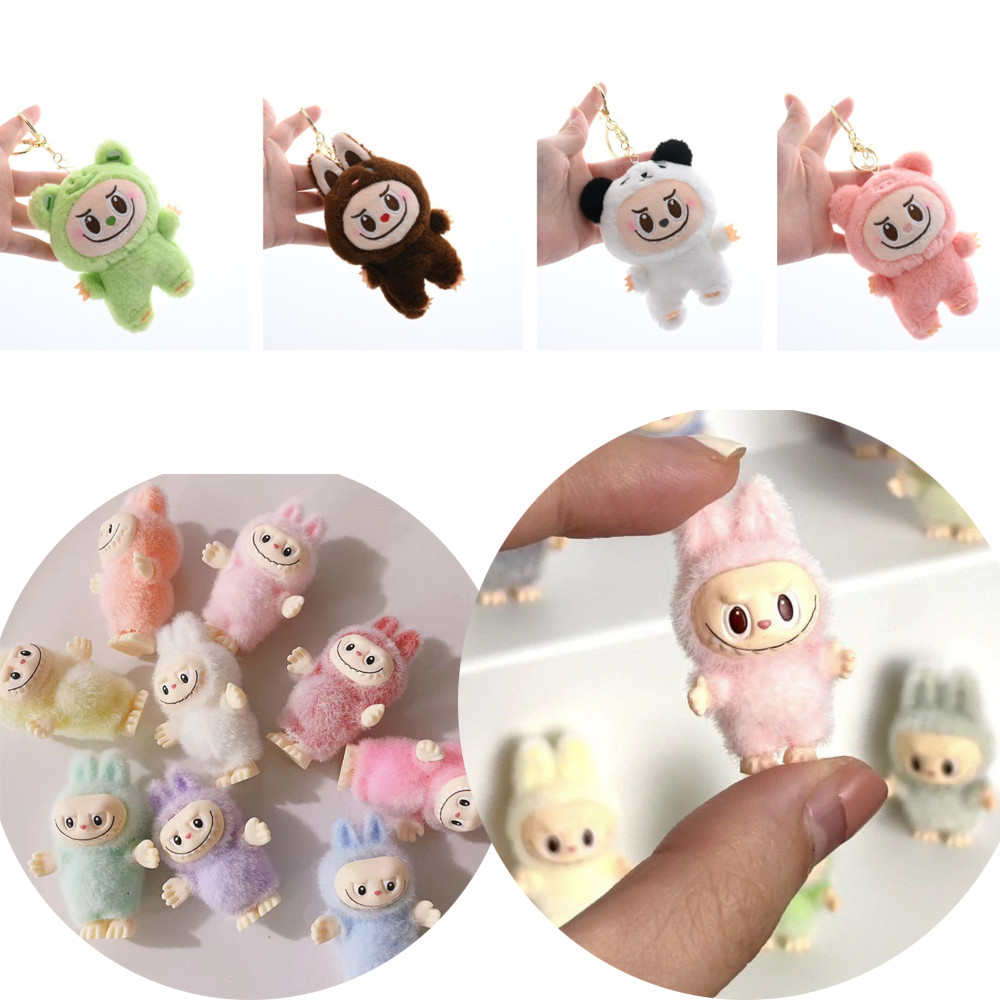 MIni LABUBU Macaron Labubu The Monsters Keychain Action Figure Plush ...