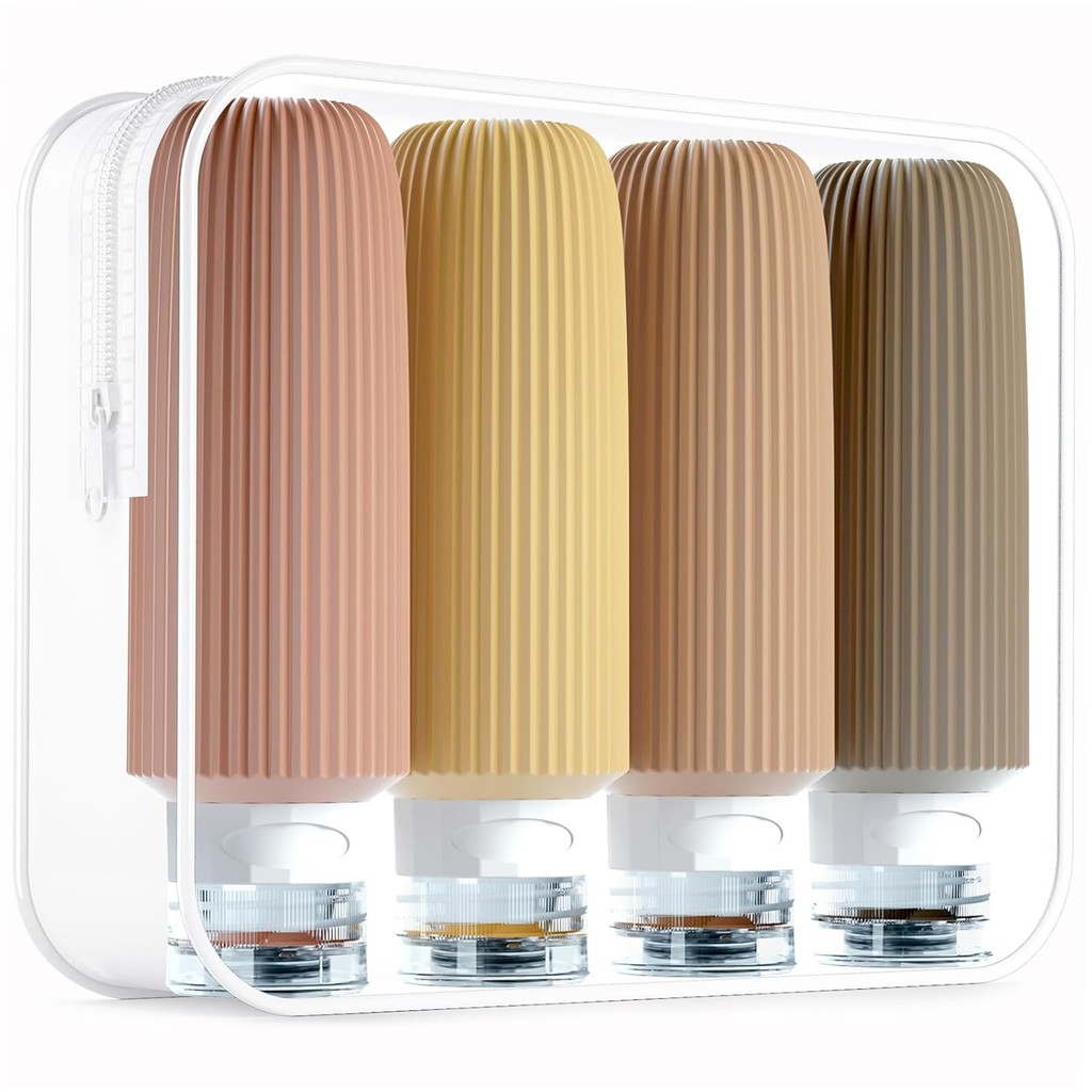 4PCS Silicone Travel Bottle Set 90ml Portable Travel Organizer Bottle ...