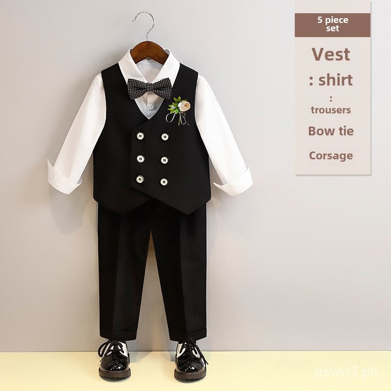 Children's Vest Suit Spring New Flower Girl Wedding Clothes Baby Full