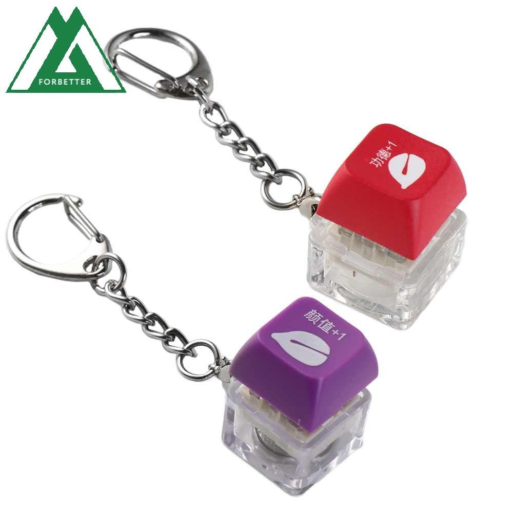 FORBETTER Wooden Fish Keyboard Keychain, LED Wooden Fish Mechanical ...