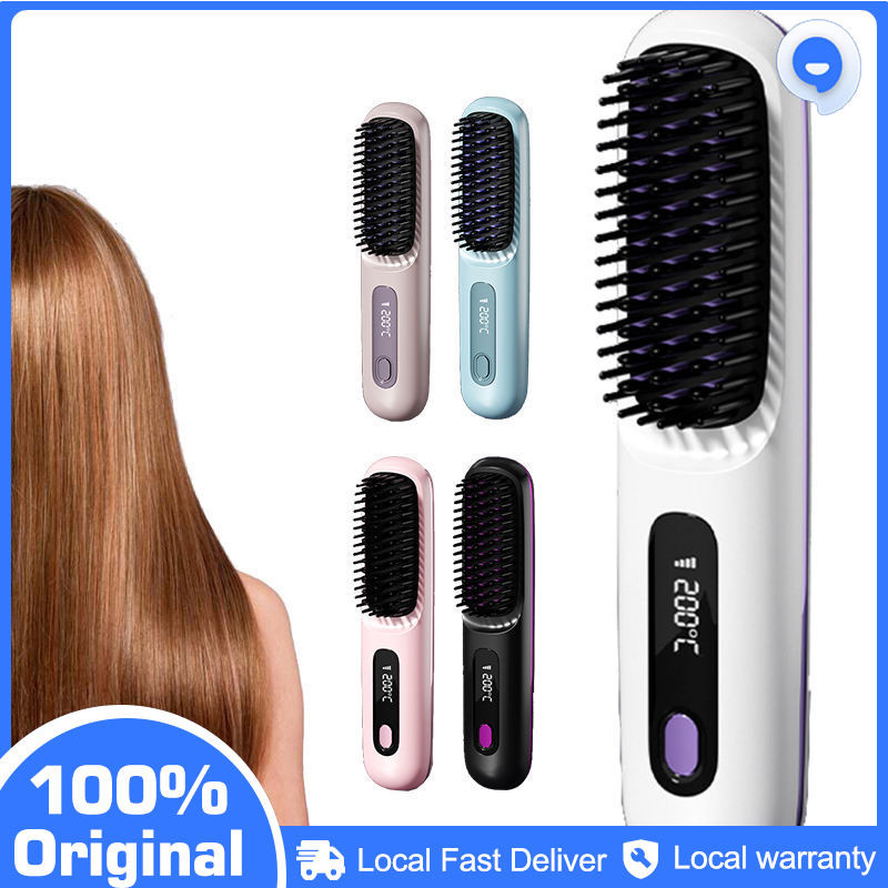 Portable LCD typeC Charging Heating Curling Power Comb Hair ...