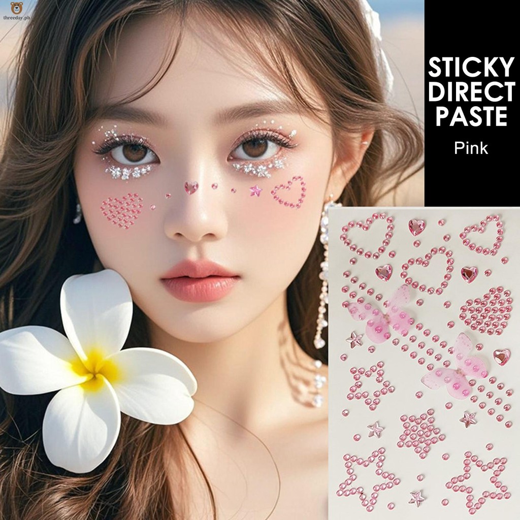 Temporary Face Rhinestones Stickers Sparkly Rhinestone Makeup Stickers ...