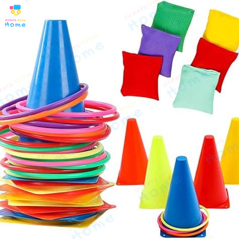Indoor/Outdoor Throwing Ring Set with Obstacle Cones Ideal for Football ...
