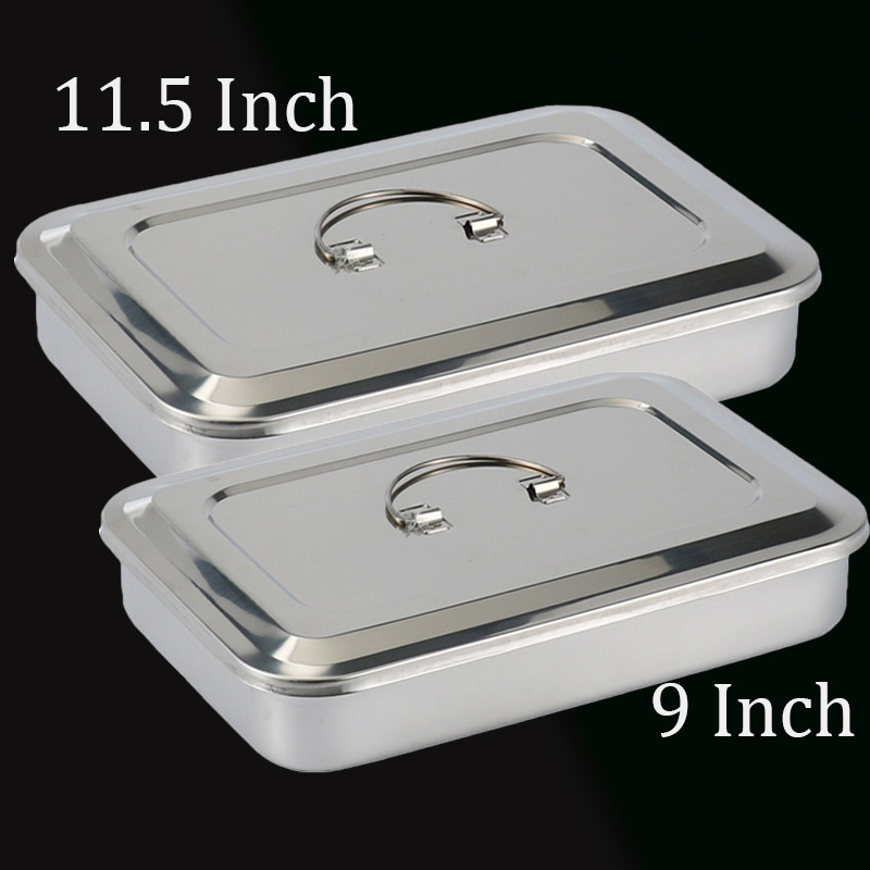 Stainless Steel Dental Square Plate Storage Box With Cover ...