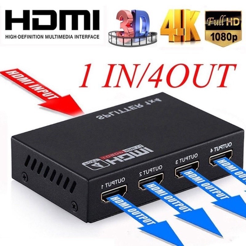 Hdmi Splitter 4 Port Hub Full Video 1X4 HD Spliter Split 1 In 4 Out ...