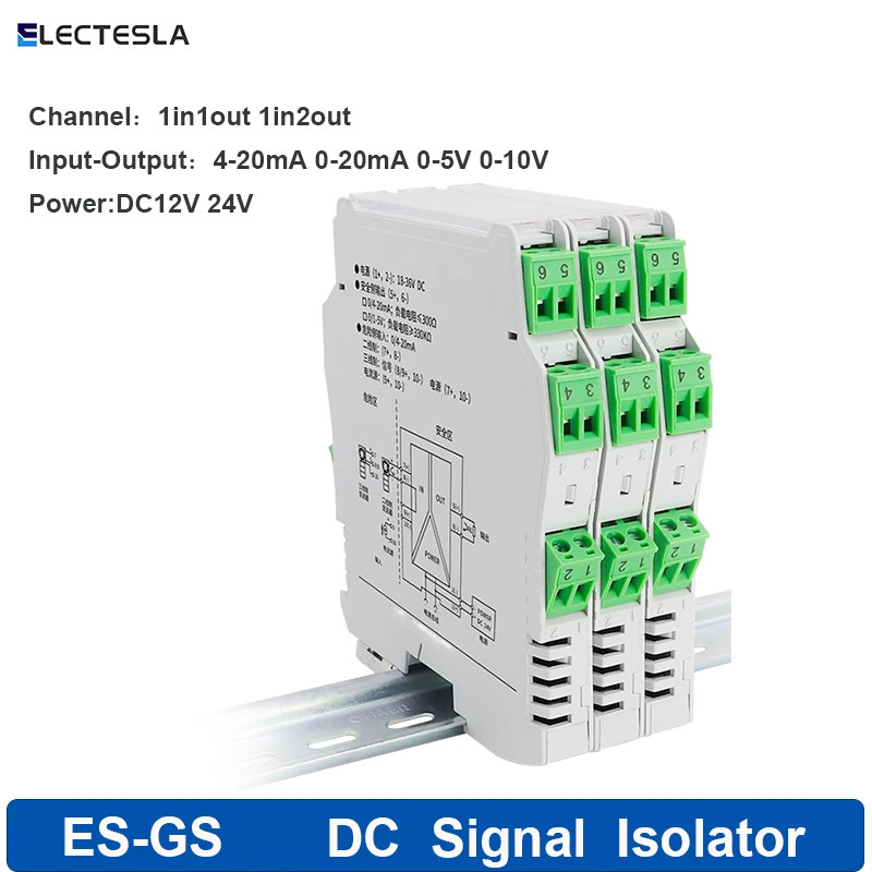 Signal Isolator 1In1/2Out 4-20mA 0-10V High Precision DC Transmitter ...