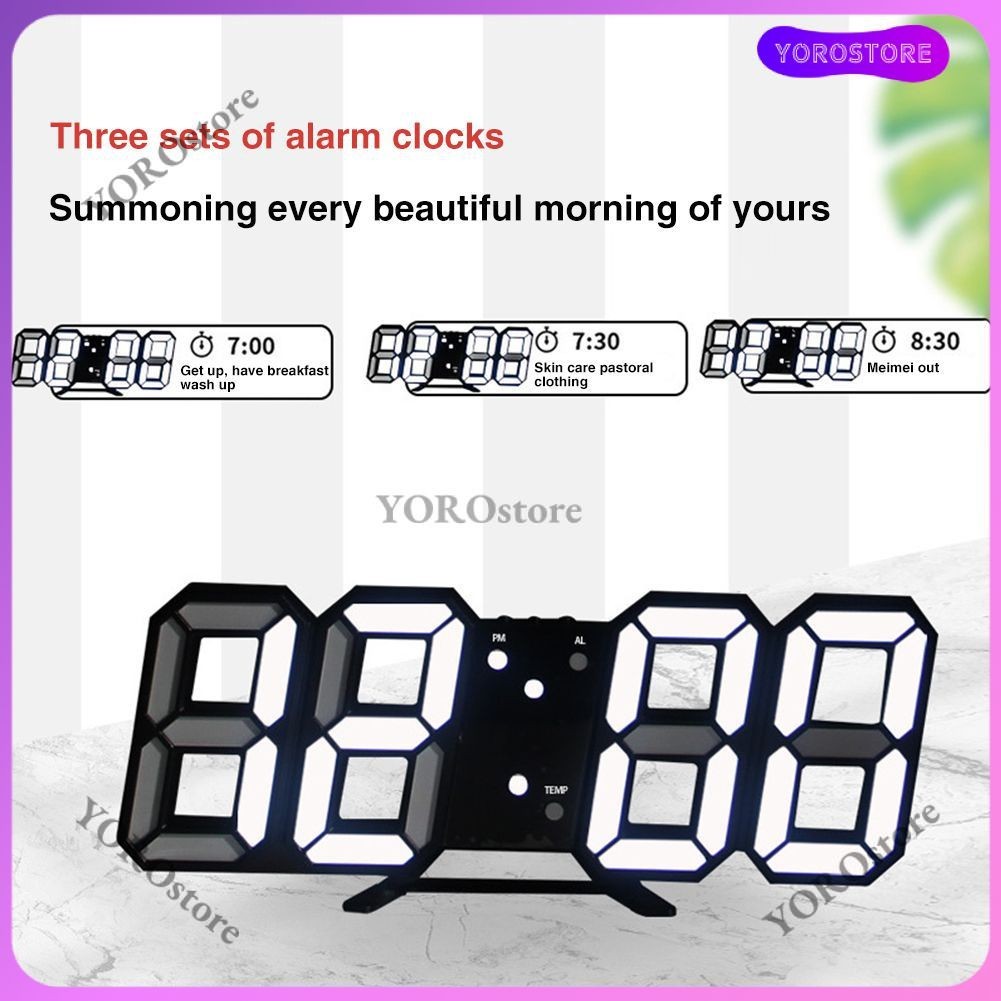 【BUY 1 TAKE 1】LED Digital Adjustable Clock Modern Simplism Style 3D ...