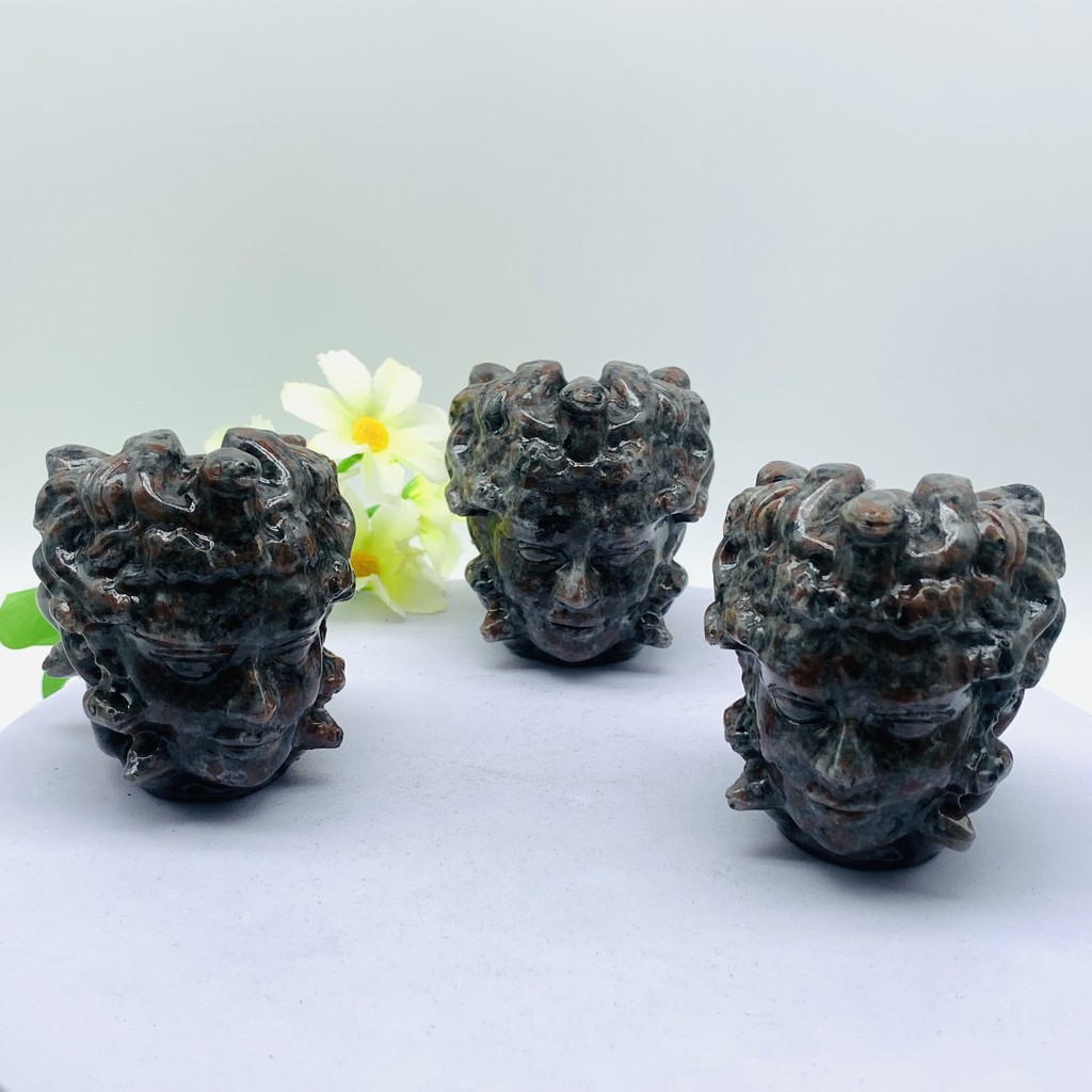 60mm Yooperlite Medusa Crystal Quartz Carvings Home Garden Decoration