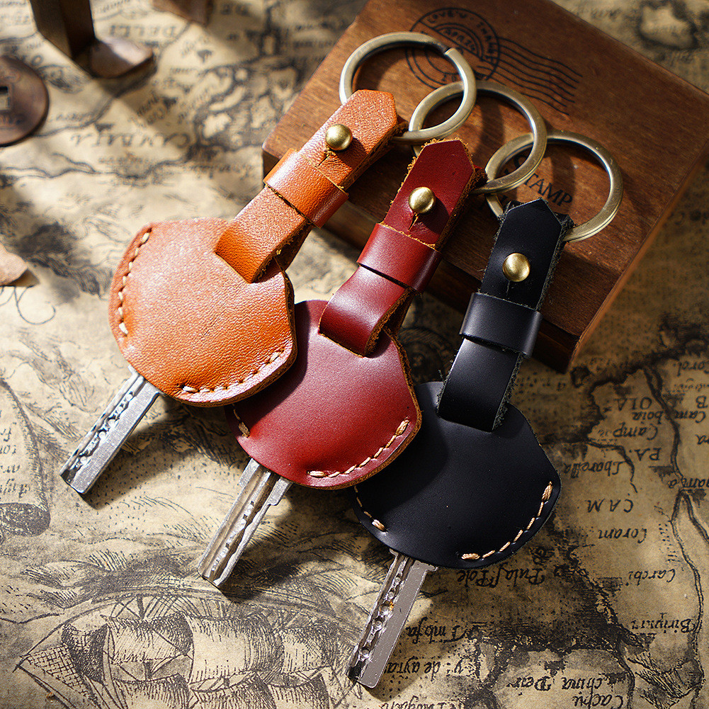 Unique Handmade Retro Cowhide Key Cover Car Keychain Creative Gadget ...