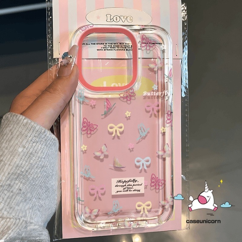 Dreamy Cartoon Butterfly Doodle Cute Colored Bow Tag Bracelet Case