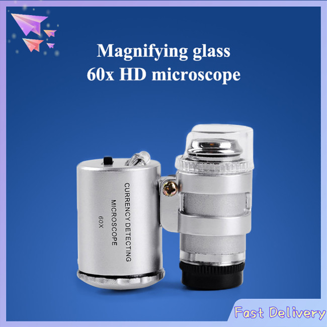 Handheld Microscope, 60 Times Microscopic Magnifying Glasses With LED ...