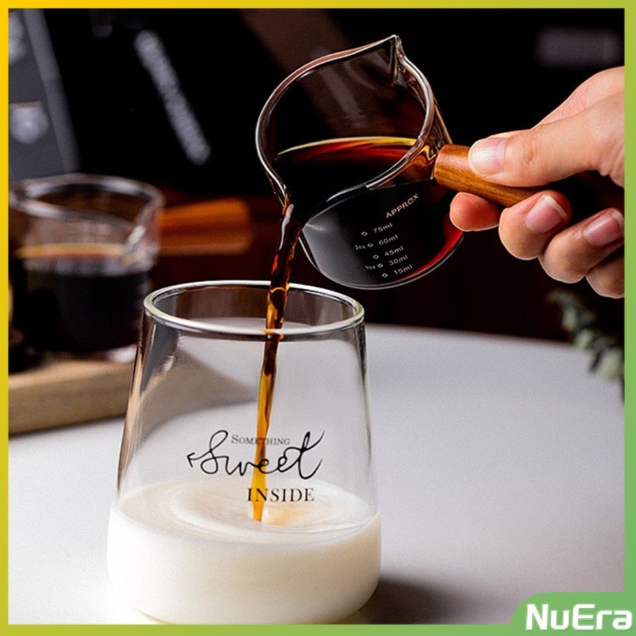 NuEra 70ml Glass Measuring Cup Espresso Cup Double Mouth Bottle Coffee