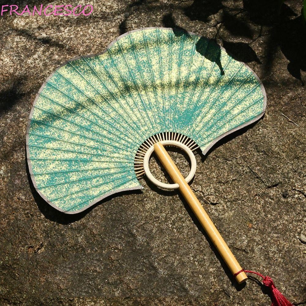 FRANCESCO Ginkgo Round Fan, Vintage Portable Rice Paper Fan, Crafts ...