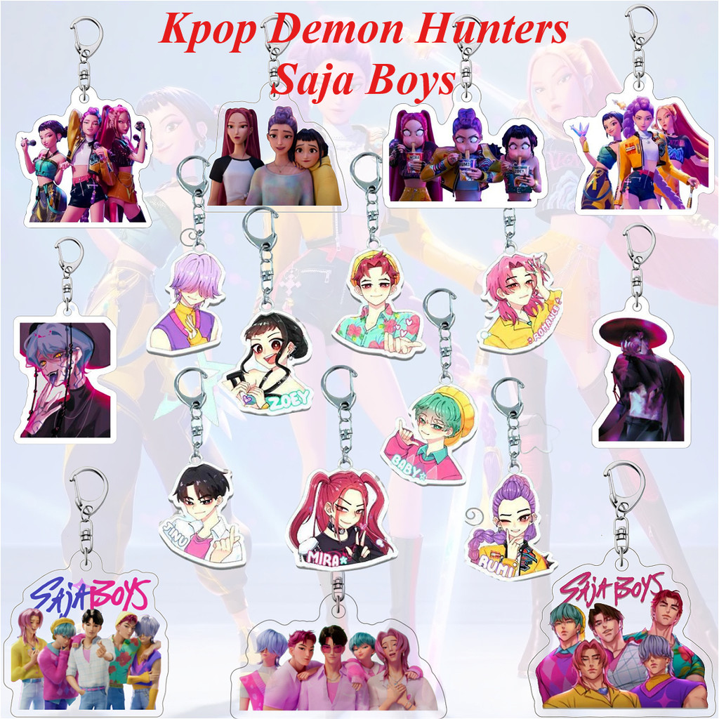 Kpop Huntrix Keychain Saja Boys Jinu Acrylic Keyring 2025 Demon Hunters ...