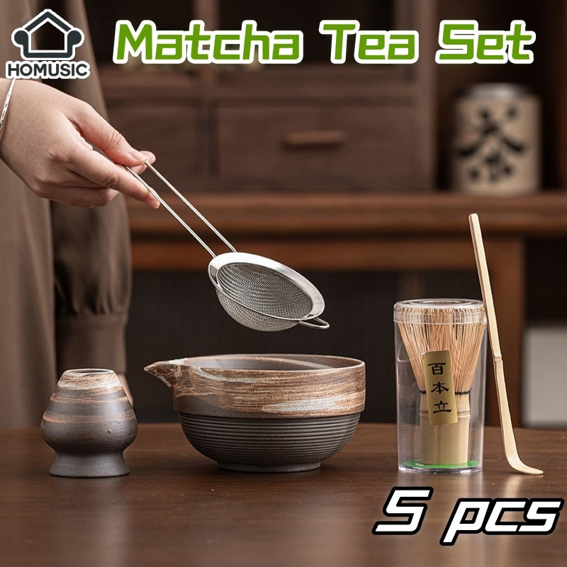 5Pcs Matcha Tea Set Bamboo Matcha Bowl Whisk Scoop Japanese Tea-Making ...