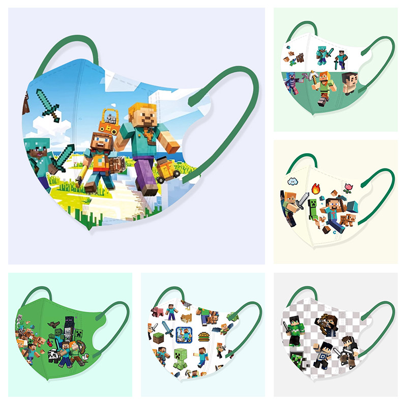 50pcs Kids 3D Minecraft My World Sandbox Game Cartoon Baby Masks 3-12Y ...