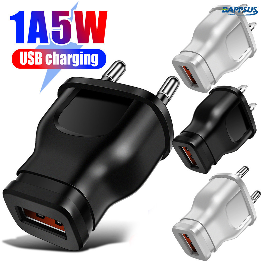 Portable USB Travel Charger - 1A 5W UK/EU Plug Wall Overcurrent Adapter ...