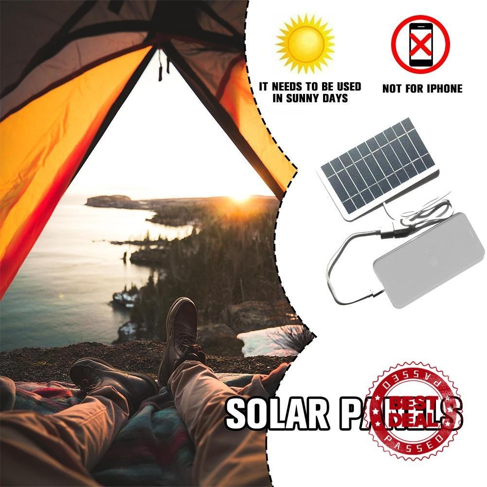 Portable Solar Panel 5v 2w Solar Plate With Usb Safe Charge Stabilize