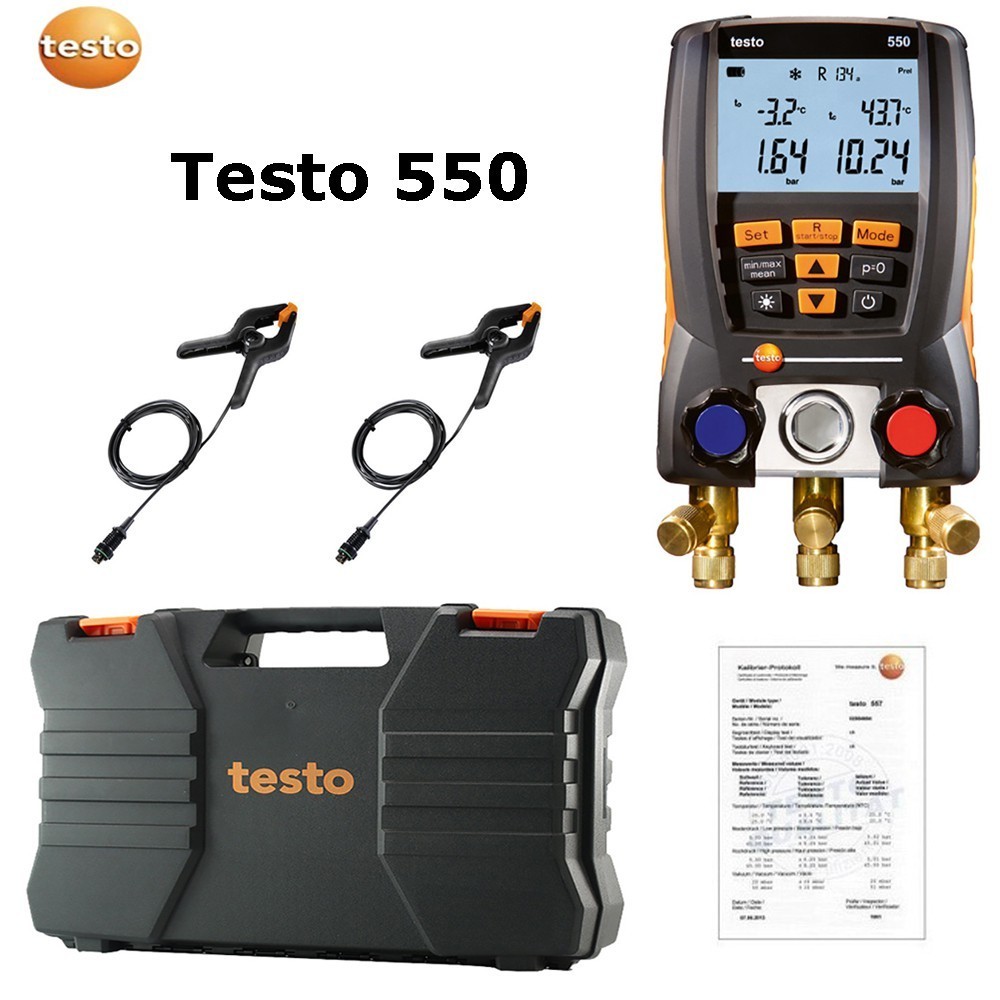 RQ+NEW Testo 550 Digital Manifold Gauge with 2pcs Clamp,2 Valves,System ...
