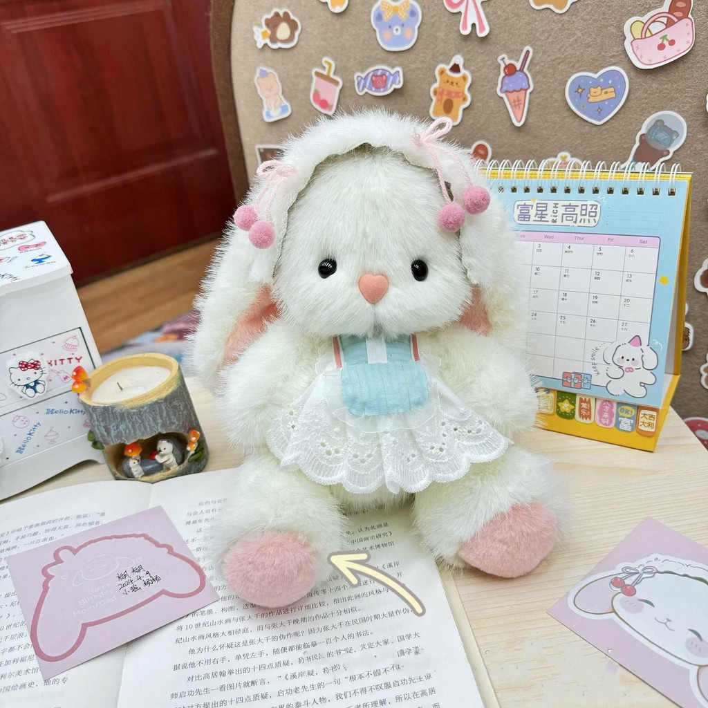 Handmade DIY 25cm Rabbit Doll Homemade Plush Bunny with Moving Ears ...