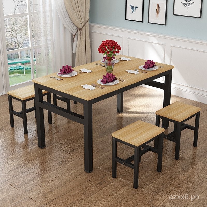 Economical Simple Steel Wood Dining Table Commercial Noodle Restaurant ...