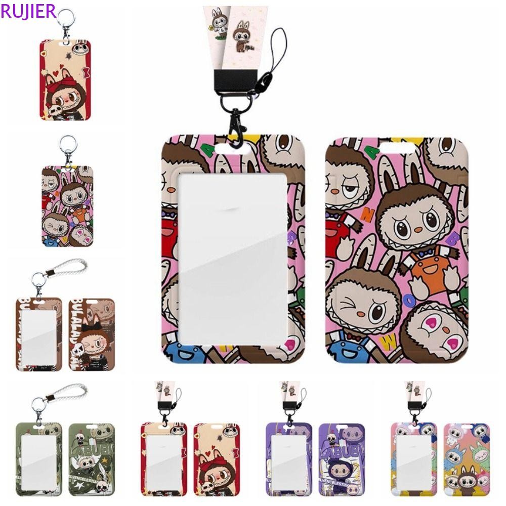 RUJIER Labubu Card Holder, Cartoon Keychain Hanging Neck Card Case ...