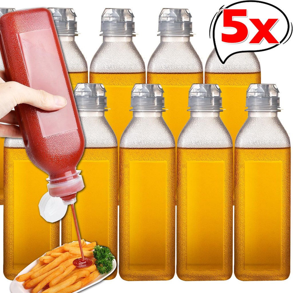 Squeeze Condiment Bottle Leak-Proof Lid 300ml/500ml, Transparent Sauce ...