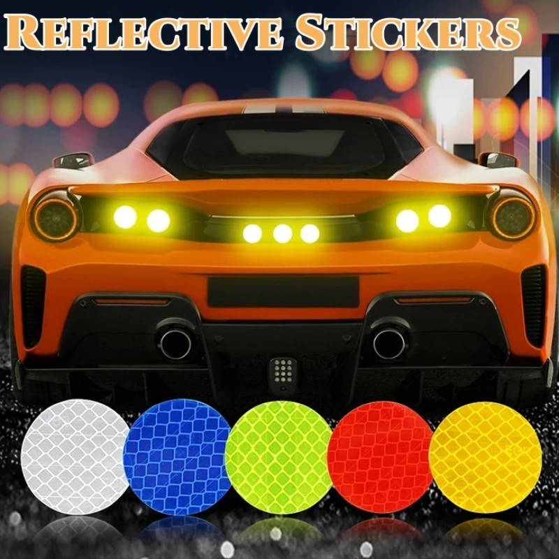 10Pcs Car Caution Anti-collision Strip - Round Reflective Stickers ...