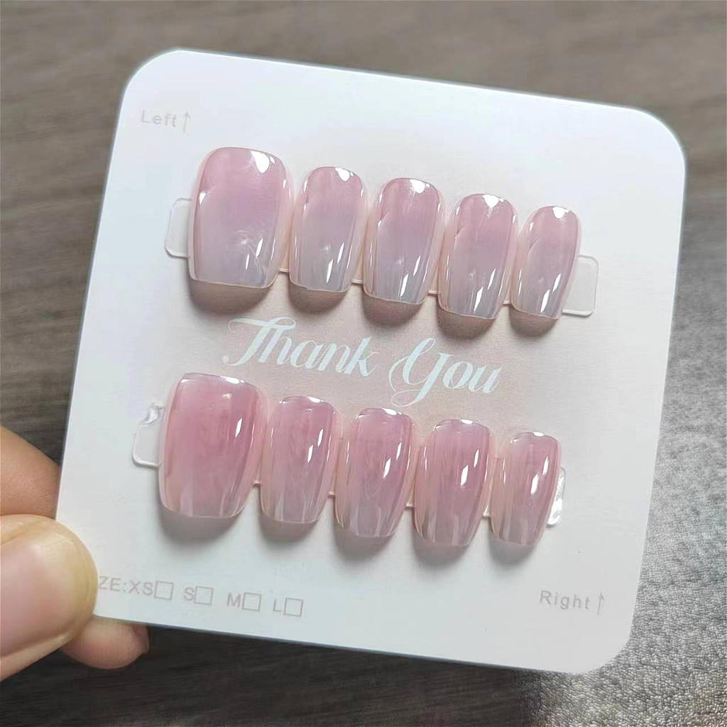 10PCS Cat Eye Handmade Press on Nails Fake Nails with Glue Sticker M001