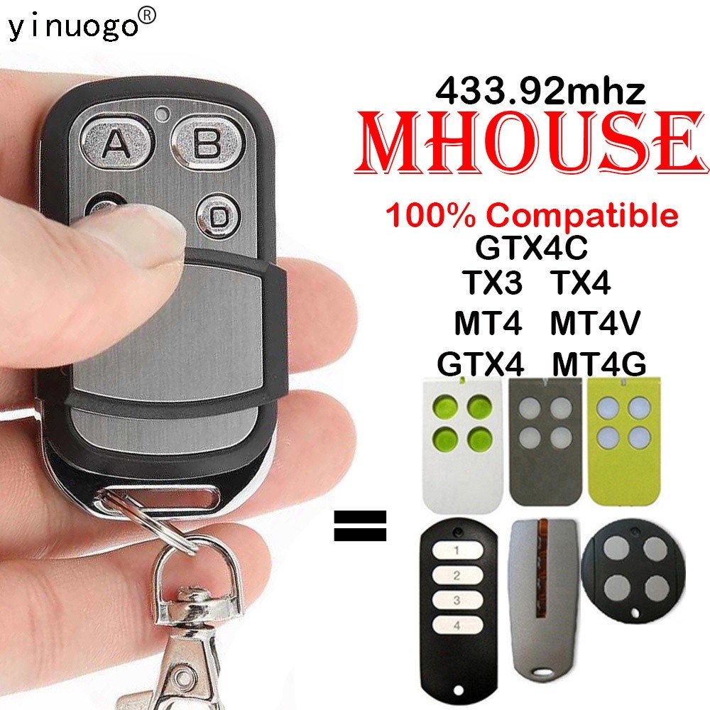 Télécommande Compatible Mhouse GTX4 - Fréquence 433,92 MHz - Code Roulant - Avec Pile Et Porte-clés