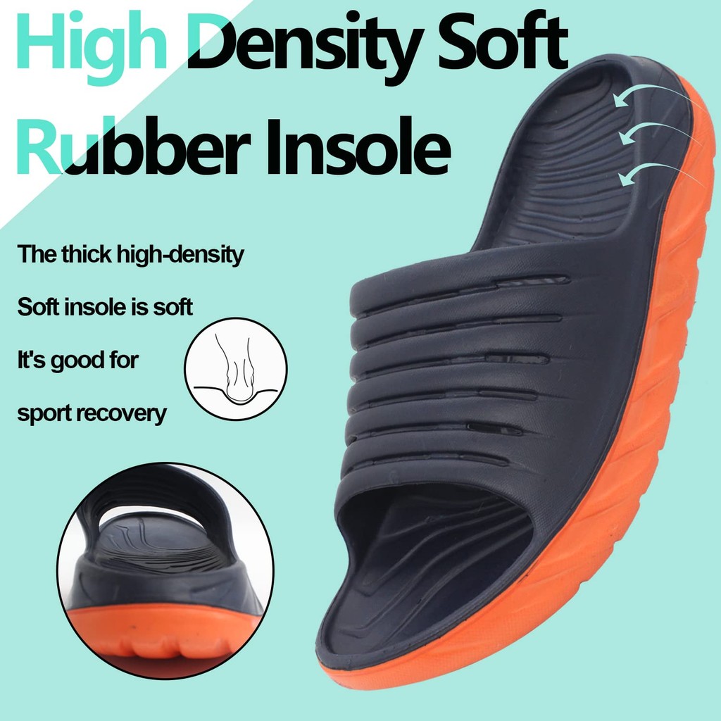 Mens Sport Recovery Slide Sandals with Plantar Fasciitis Arch Support