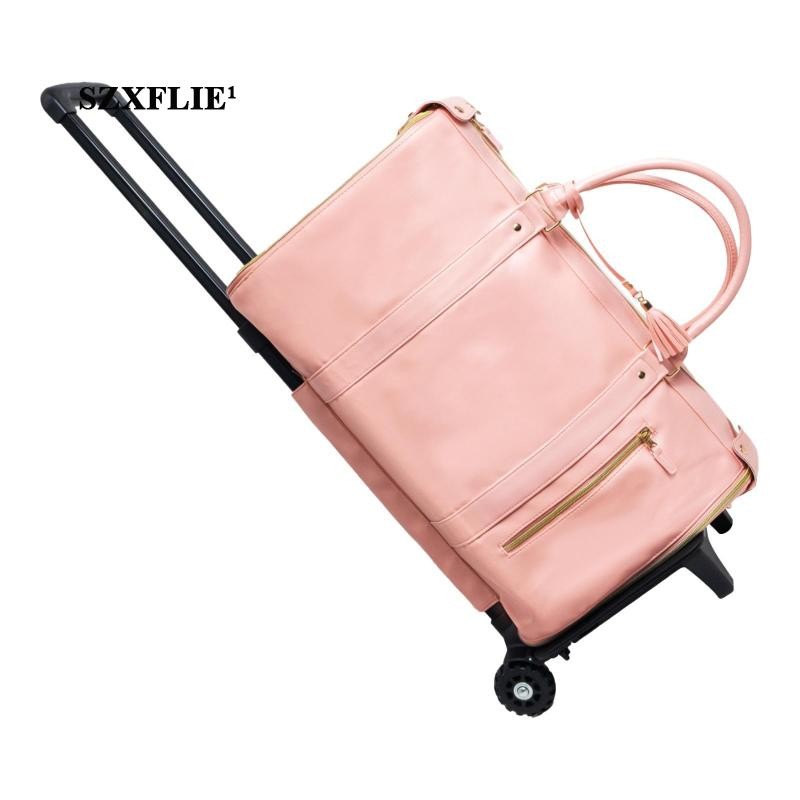 Szxflie1 Garment Bag with Wheels Luggage Bag Folding Handbag Shoulder Bag Modern Trolley Bag Suitcase for Men Women Outdoor Sports