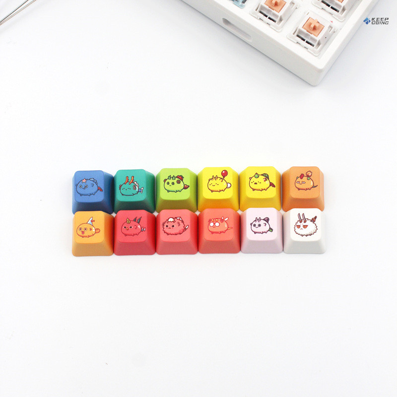 Keep Going＞ 12 Color Cute Little Monster Keycaps, Game Mechanical ...